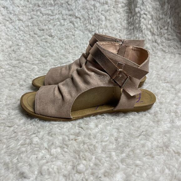 Blowfish Balla Rose gold sandals with side zipper and straps accents size 11 - Picture 3 of 10